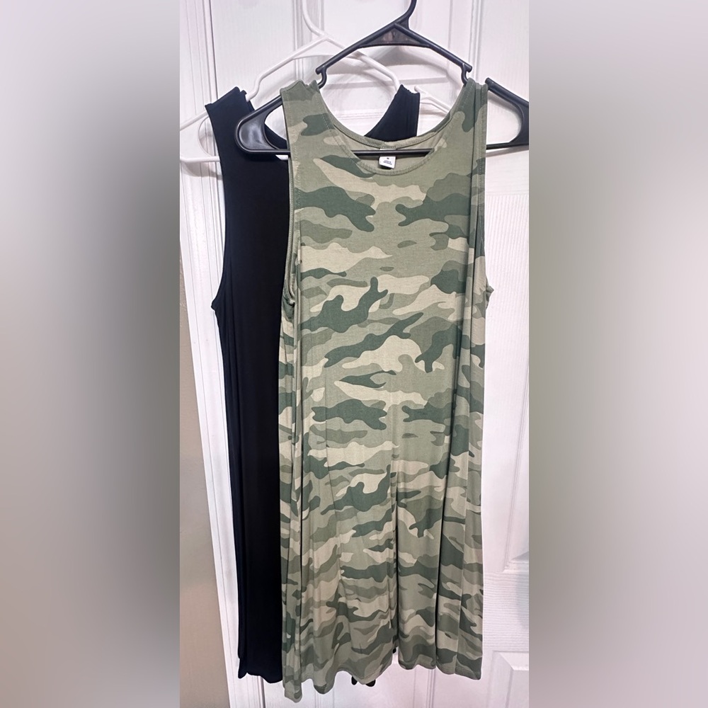 Camo and Black Sleeveless Dresses